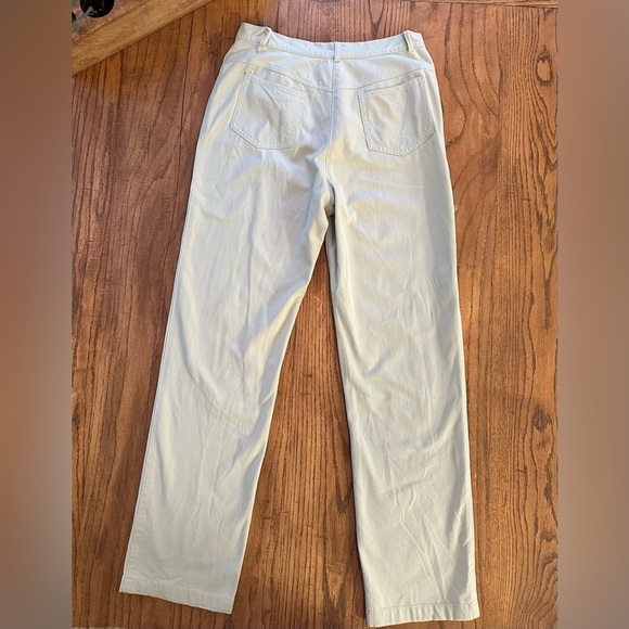 St. John Sport by Marie Gray Pants Light Mint Green Gold Button Size 8 Casual - Picture 11 of 12